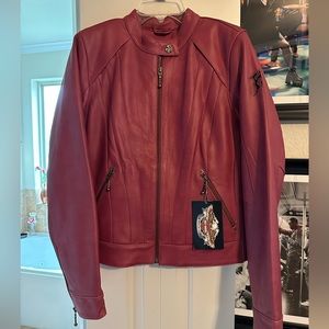Women’s Harley-Davidson Burgundy Size Medium Leather Jacket embroidered Bling